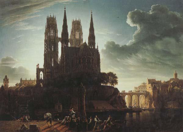 Karl friedrich schinkel Gothic Cathedral by the Waterside (mk45) China oil painting art